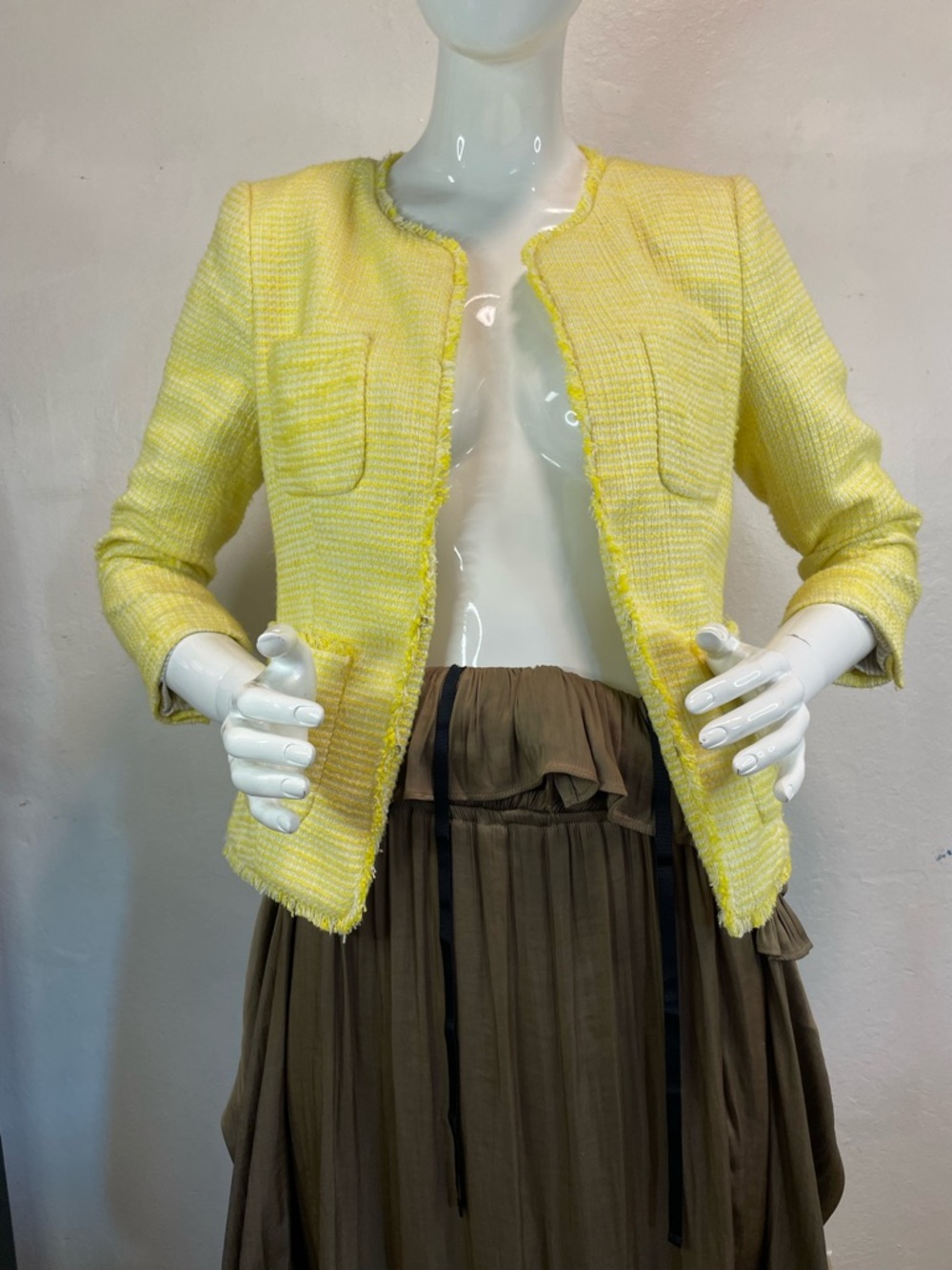 Banana Republic Lemon Yellow Tweed Pocket Blazer - Picture 3 of 10